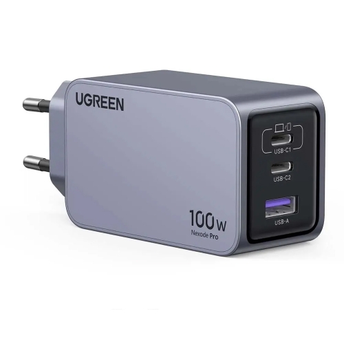 Зарядно устройство UGREEN X757 Nexode Pro, 220V, 2xUSB-C,1xUSB A, GaN, 100W, с кабел USB-C