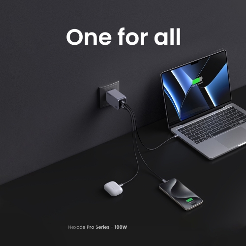 Зарядно устройство UGREEN X757 Nexode Pro, 220V, 2xUSB-C,1xUSB A, GaN, 100W, с кабел USB-C