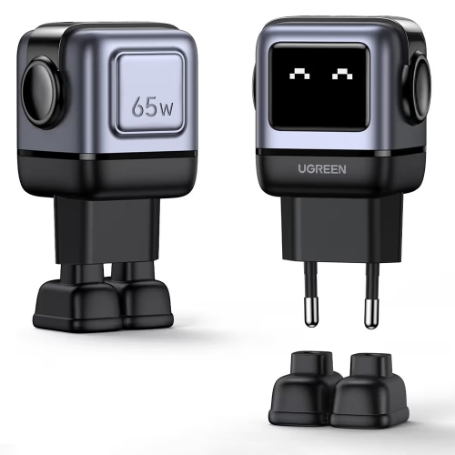 Зарядно устройство UGREEN CD361 Robot, 2xUSB-C,1xUSB A, 65W, Сив