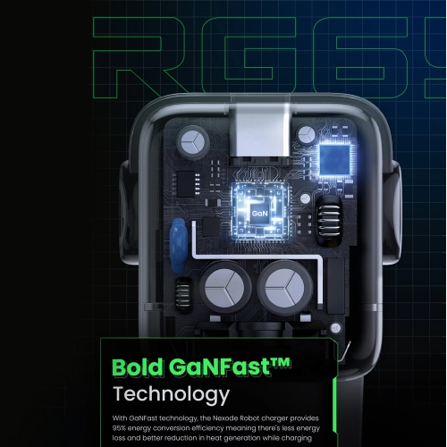 Зарядно устройство UGREEN CD361 Robot, 2xUSB-C,1xUSB A, 65W, Сив
