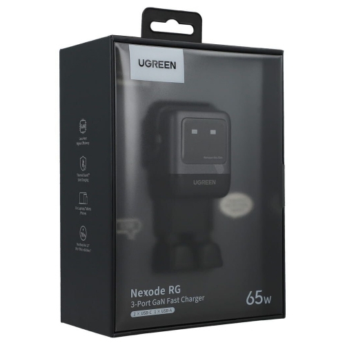 Зарядно устройство UGREEN CD361 Robot, 2xUSB-C,1xUSB A, 65W, Сив