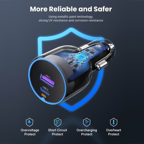 Зарядно за кола UGREEN EC701, 12V-24V, USB-C, USB-A, 63W