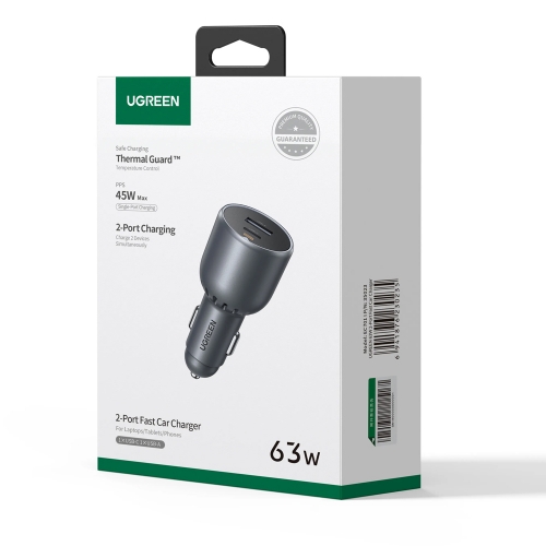 Зарядно за кола UGREEN EC701, 12V-24V, USB-C, USB-A, 63W