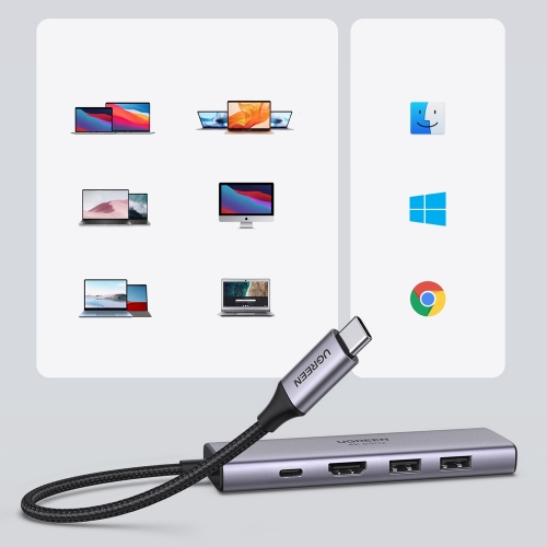 Мултифункционален адаптер UGREEN CM511, 6 в 1 HDMI / USB A / SD / PD