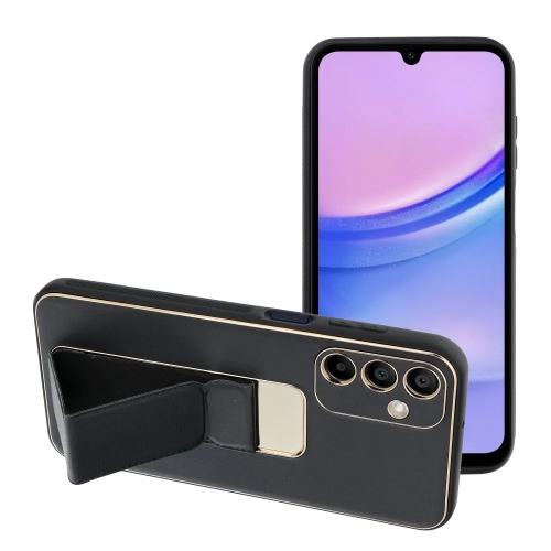 Удароустойчив калъф LEATHER stand за Samsung Galaxy A15, Черен