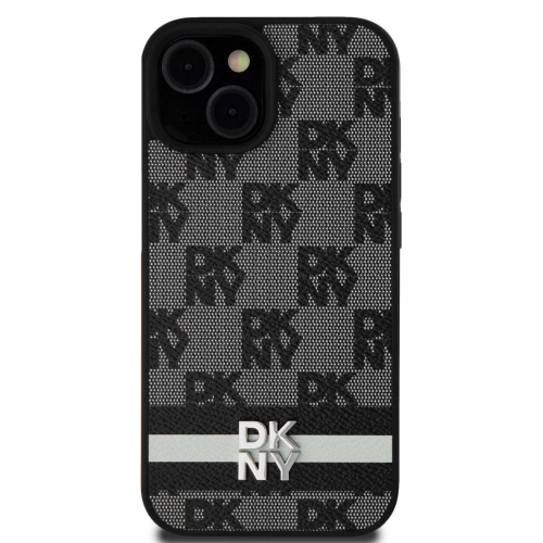 Калъф DKNY за iPhone 15, PU Leather Checkered Pattern and Stripe Case, DKHCP15SPCPTSSK
