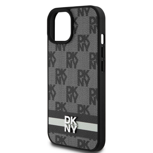 Калъф DKNY за iPhone 15, PU Leather Checkered Pattern and Stripe Case, DKHCP15SPCPTSSK