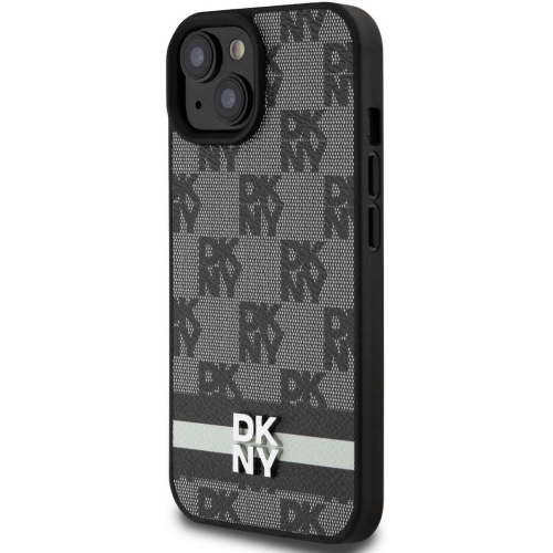 Калъф DKNY за iPhone 15, PU Leather Checkered Pattern and Stripe Case, DKHCP15SPCPTSSK