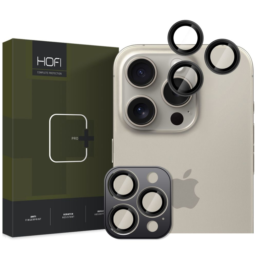 Стъклен Протектор HOFI Camring Pro Plus за камерата на iPhone 16 Pro / 16 Pro Max, Черен