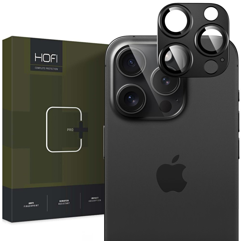 Стъклен Протектор HOFI за камерата на iPhone 16 Pro / 16 Pro Max, Черен