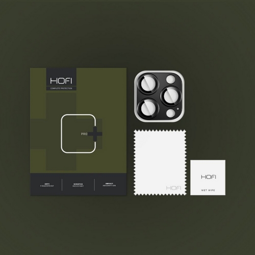 Стъклен Протектор HOFI за камерата на iPhone 16 Pro / 16 Pro Max, Черен
