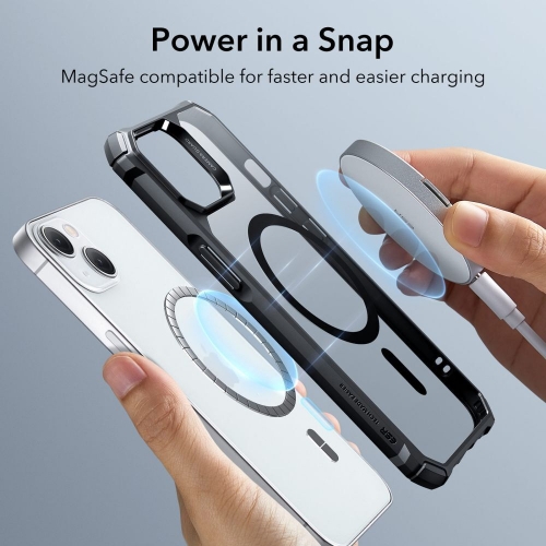 Удароустойчив калъф ESR Air Armor Halolock MagSafe за iPhone 15 Plus / 14 Plus, черен - прозрачен