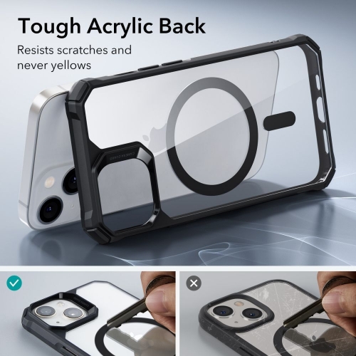 Удароустойчив калъф ESR Air Armor Halolock MagSafe за iPhone 15 Plus / 14 Plus, черен - прозрачен
