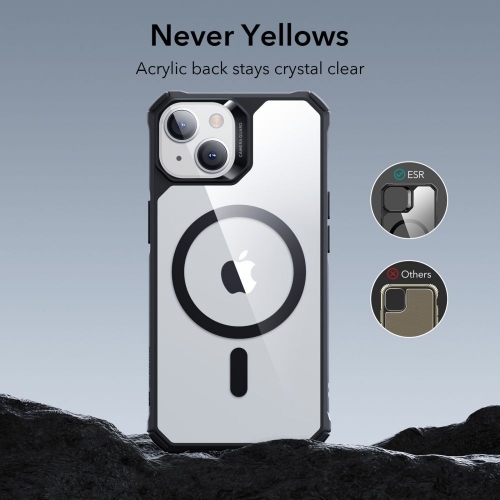 Удароустойчив калъф ESR Air Armor Halolock MagSafe за iPhone 15 Plus / 14 Plus, черен - прозрачен