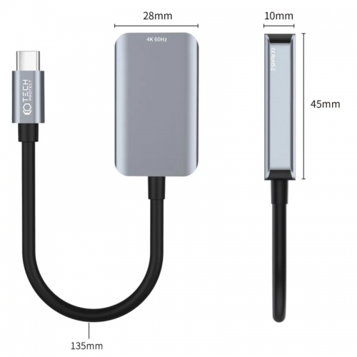 Адаптер Tech-Protect Type-C към HDMI 2.1, 4K, 60HZ, Черен