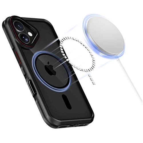 Удароустойчив калъф Tech-Protect MagHybrid MagSafe за iPhone 16, Черен-червен