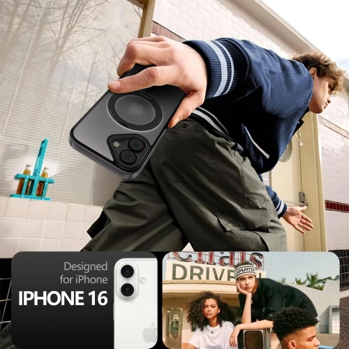 Удароустойчив калъф Tech-Protect Magring MagSafe за iPhone 16, Черен