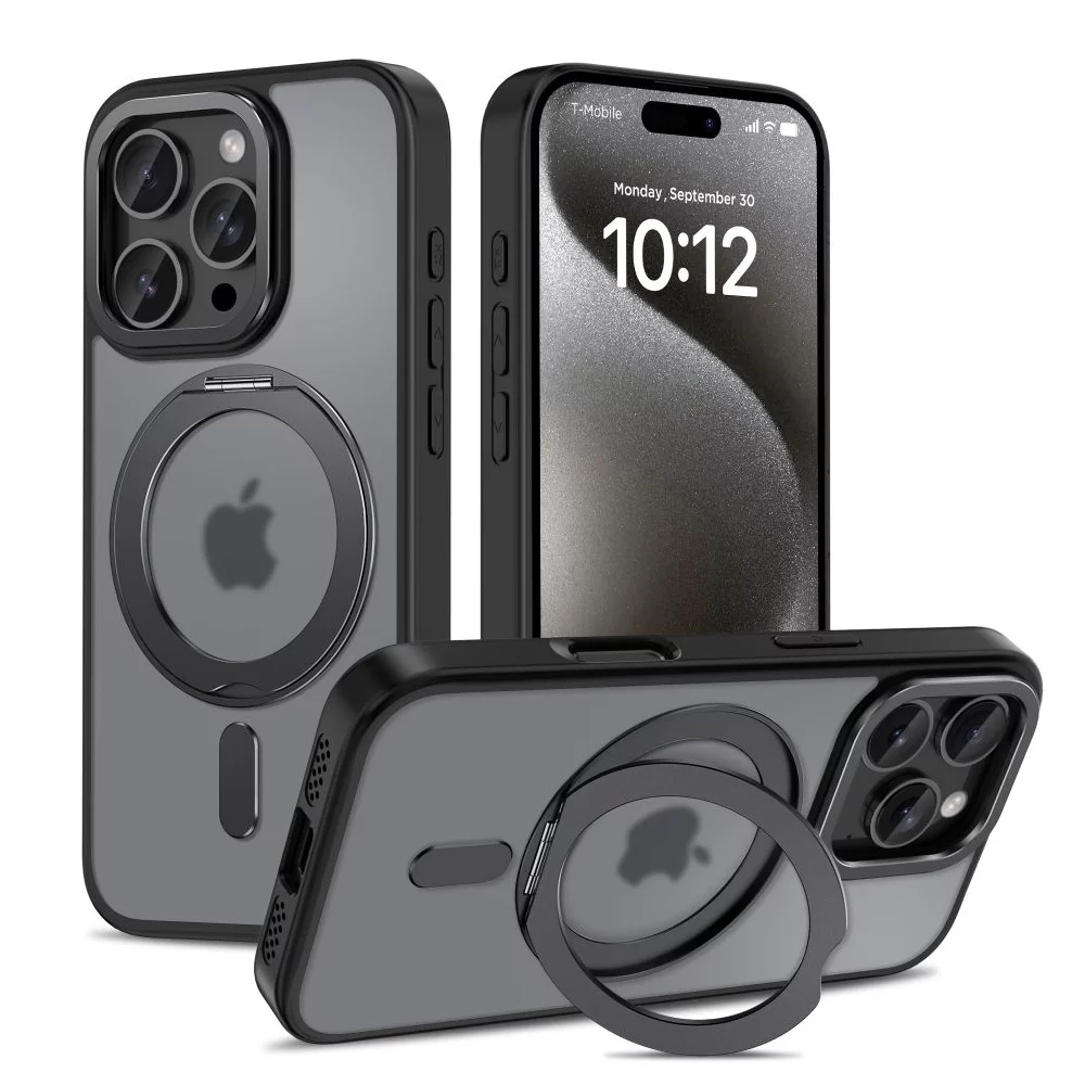 Удароустойчив калъф Tech-Protect Magring MagSafe за iPhone 16 Pro, Черен