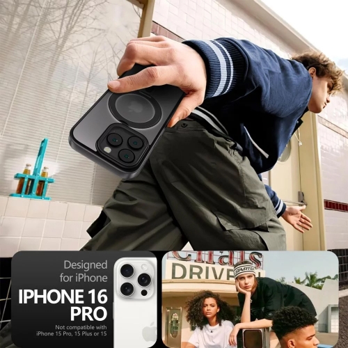 Удароустойчив калъф Tech-Protect Magring MagSafe за iPhone 16 Pro, Черен