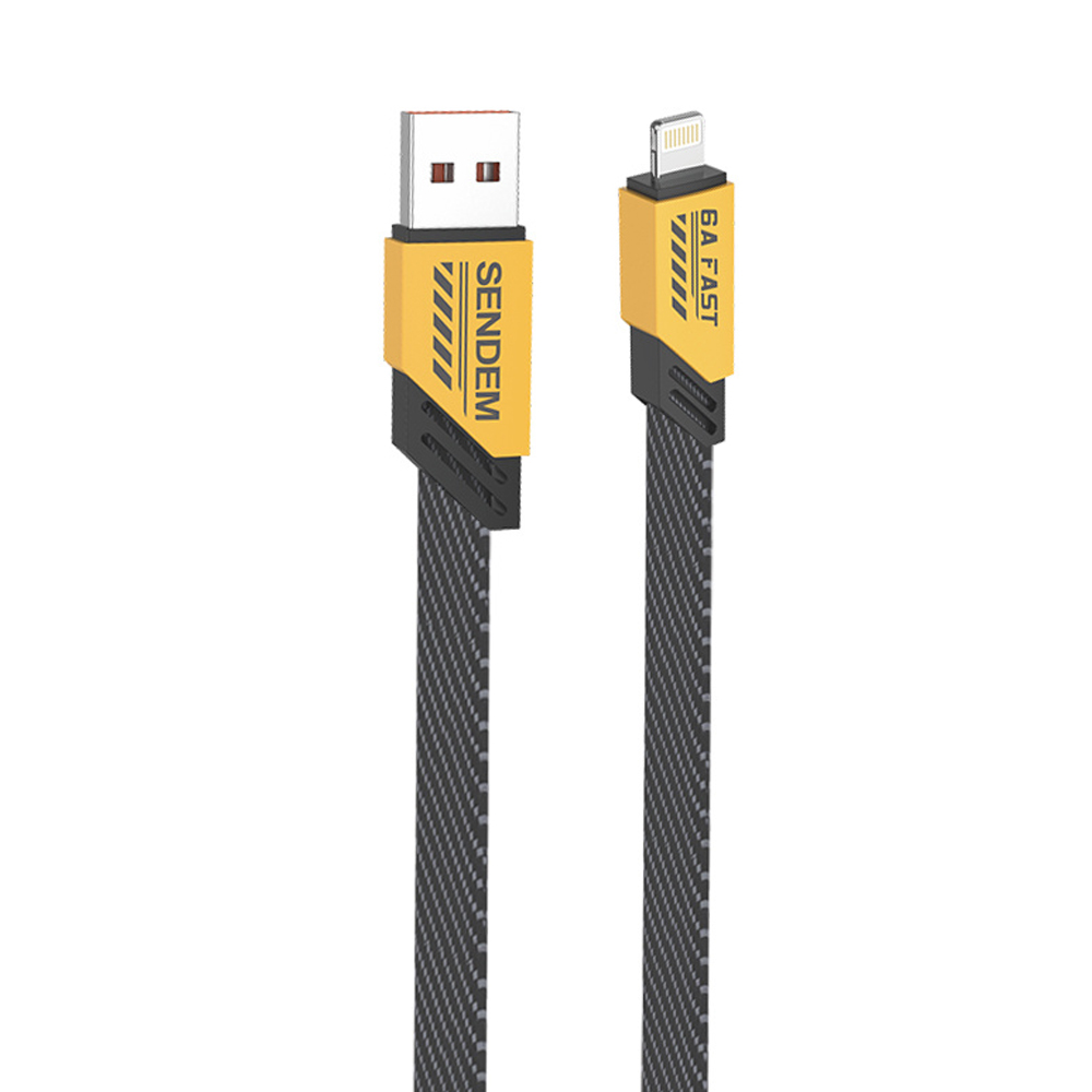 Кабел SENDEM M83P, USB-A към Lightning, 200W, 1m, Жълт