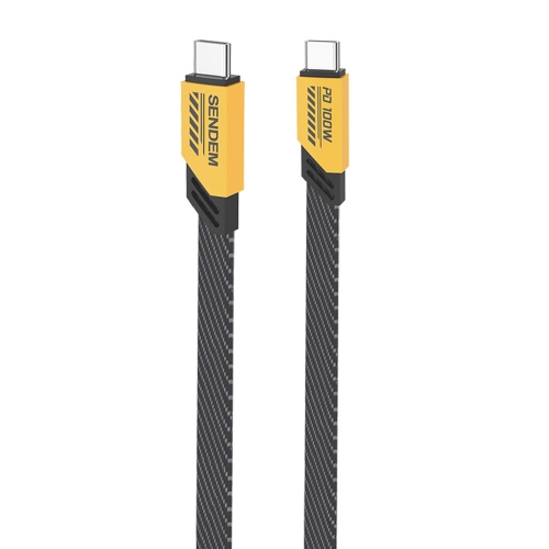 Кабел SENDEM M86, USB-C към USB-C, 100W, 1m, Жълт