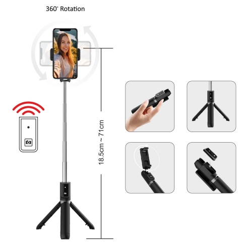 Селфи стик с трипод Blavec Coco P04, remote control 0.7 m, SSCP04-TRB07, Черен