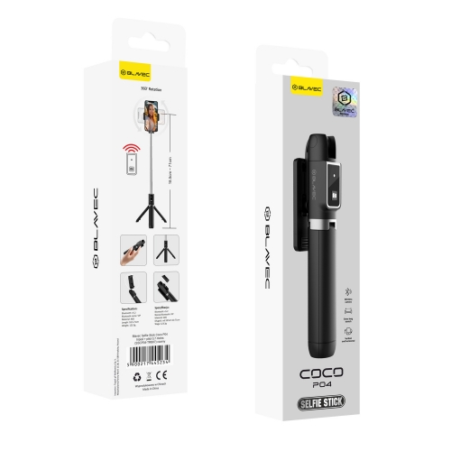 Селфи стик с трипод Blavec Coco P04, remote control 0.7 m, SSCP04-TRB07, Черен