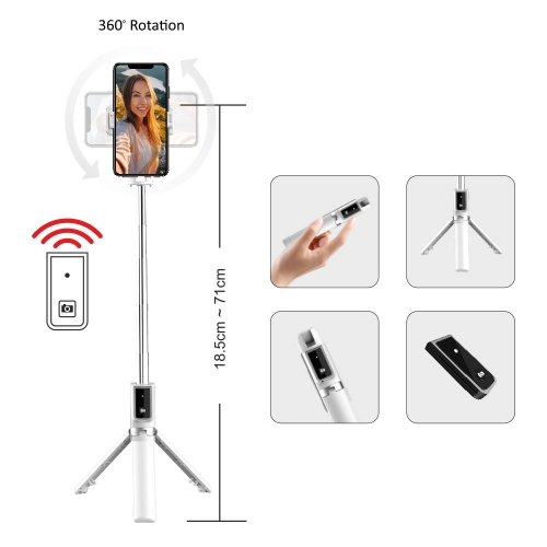 Селфи стик с трипод Blavec Coco P04, remote control 0.7 m, SSCP04-TRW07, Бял