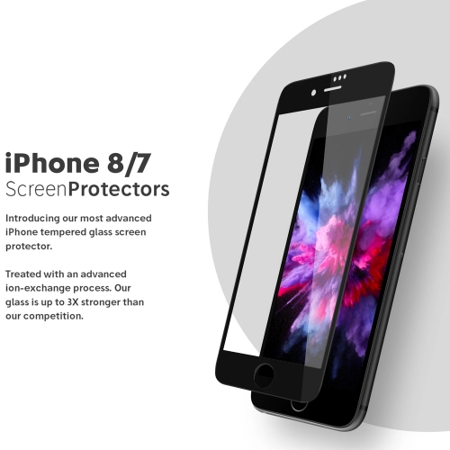 Стъклен протектор 6D за iPhone 7 / 8, Черен