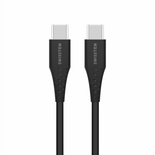 Кабел SWISSTEN USB-C - USB-C, Power Delivery, 5A, 100W, 2.5m, Черен