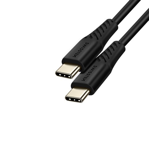 Кабел SWISSTEN USB-C - USB-C, Power Delivery, 5A, 100W, 2.5m, Черен
