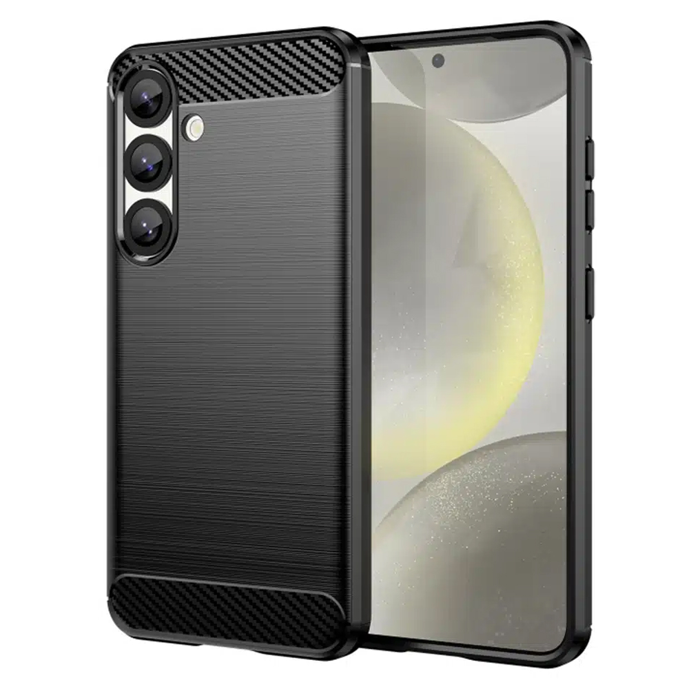 Силиконов Калъф Techsuit Carbon Fibre Brushed за Samsung Galaxy S25, Черен