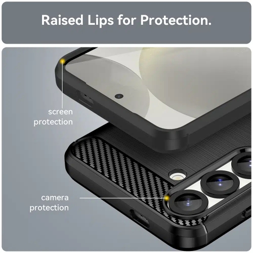 Силиконов Калъф Techsuit Carbon Fibre Brushed за Samsung Galaxy S25, Черен