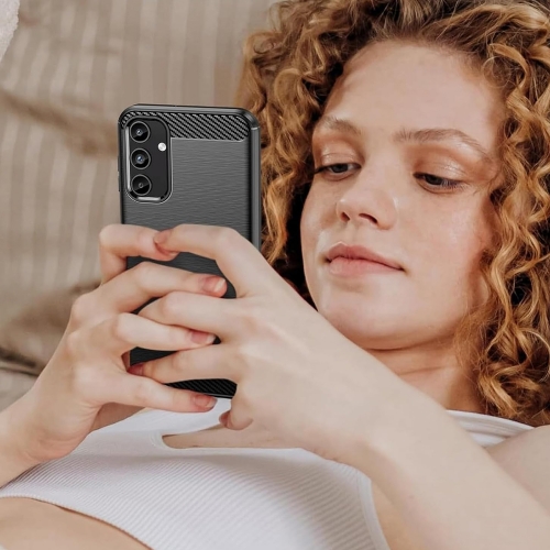 Силиконов Калъф Techsuit Carbon Fibre Brushed за Samsung Galaxy A55 5G, Черен