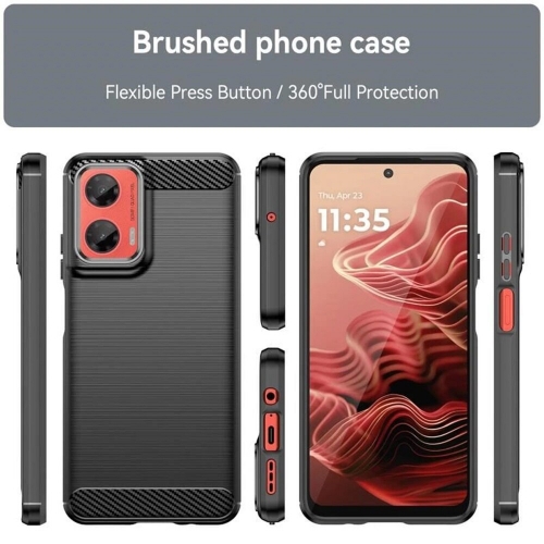 Силиконов Калъф Techsuit Carbon Fibre Brushed за Motorola Moto G35, Черен