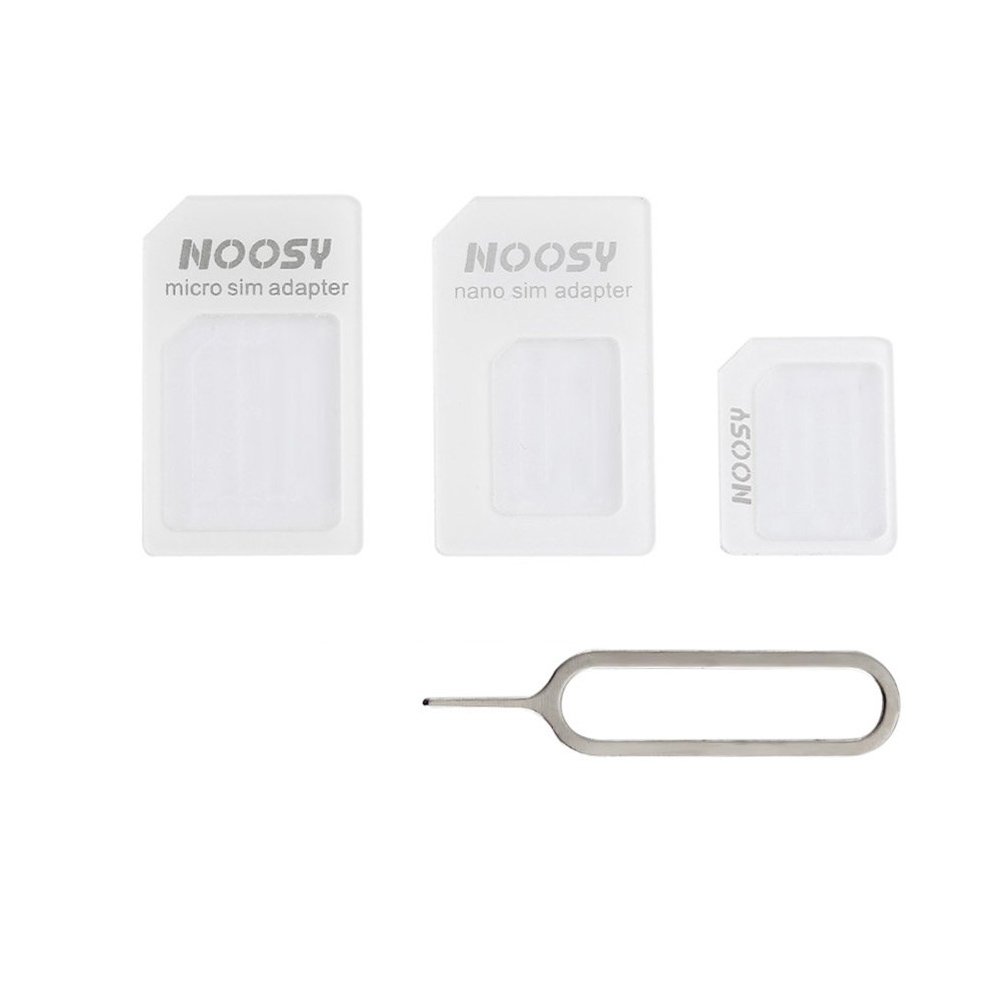 Преходници 4 in 1 Nano SIM to Micro SIM / Standard SIM Card Adapter and Eject Pin for iPhone 5 4S 4 iPad, Бял