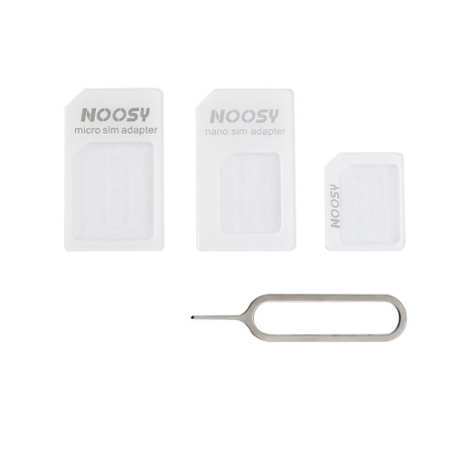 Преходници 4 in 1 Nano SIM to Micro SIM / Standard SIM Card Adapter and Eject Pin for iPhone 5 4S 4 iPad, Бял