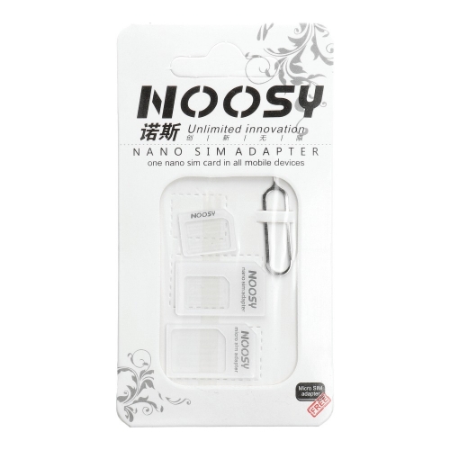 Преходници 4 in 1 Nano SIM to Micro SIM / Standard SIM Card Adapter and Eject Pin for iPhone 5 4S 4 iPad, Бял