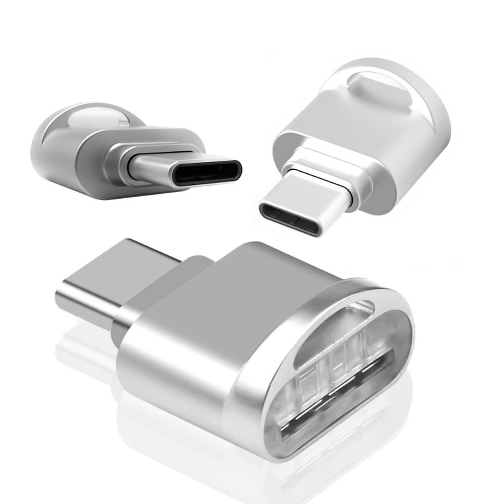 Четец за карти Micro SD с Type C, Card Reader, Сребрист