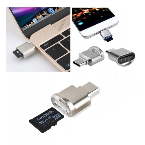 Четец за карти Micro SD с Type C, Card Reader, Сребрист