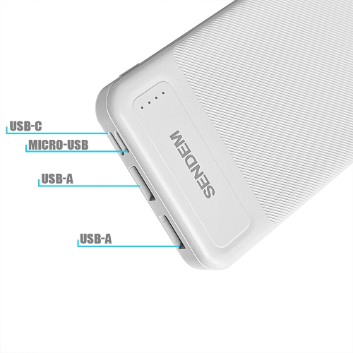 Универсална външна батерия Sendem PK91, 10 000mAh, Бял