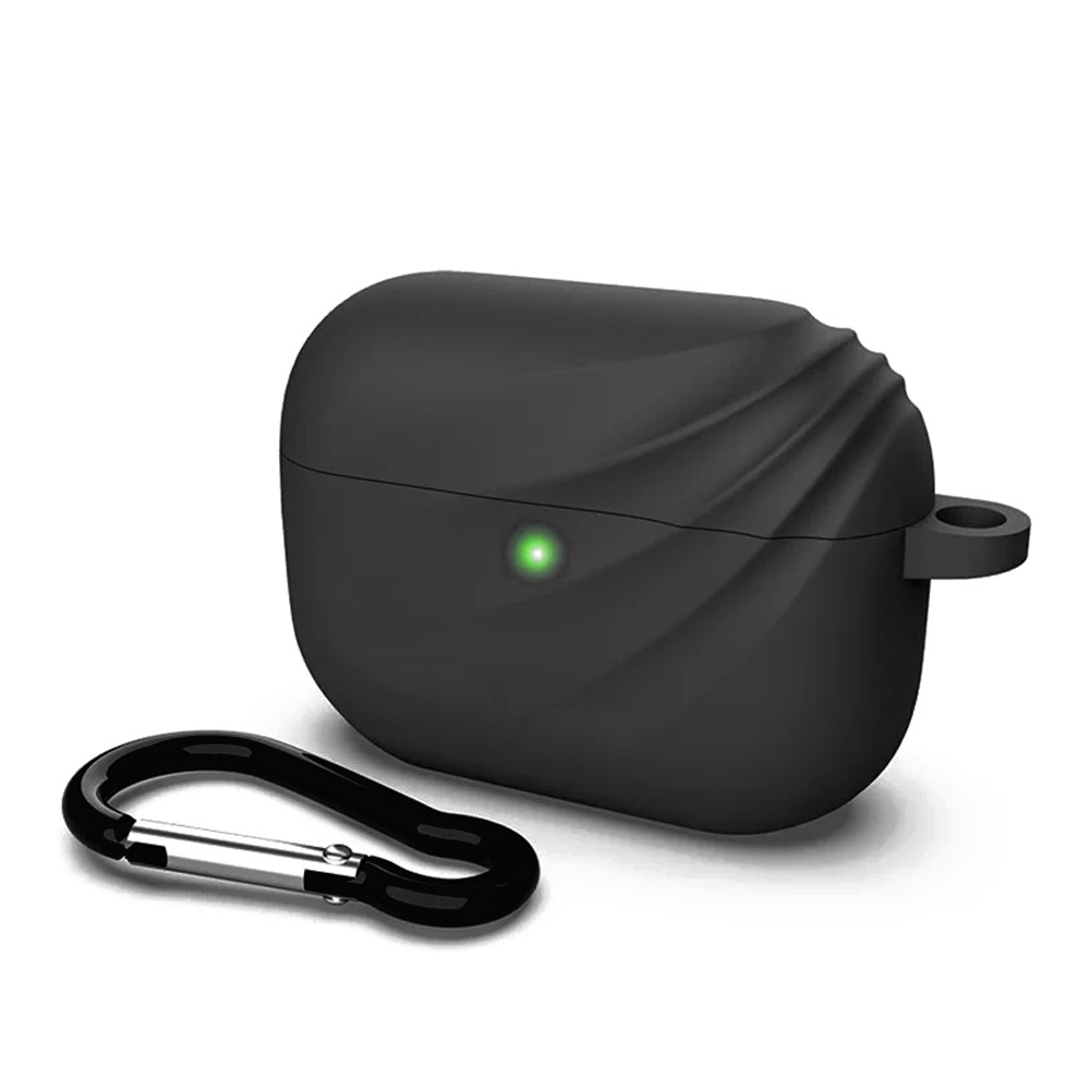 Силиконов Калъф Wave  за слушалки Airpods 4, Черен