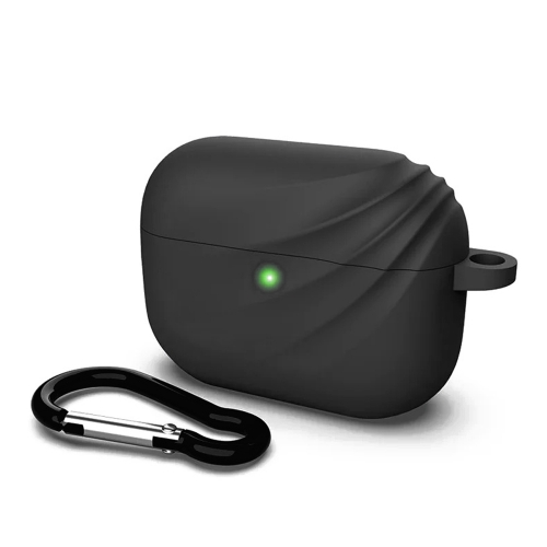 Силиконов Калъф Wave  за слушалки Airpods 4, Черен