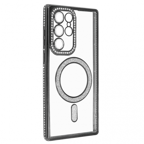 Силиконов калъф Bling MagSF за Samsung Galaxy S22 Ultra, Черен