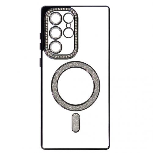 Силиконов калъф Bling MagSF за Samsung Galaxy S22 Ultra, Черен