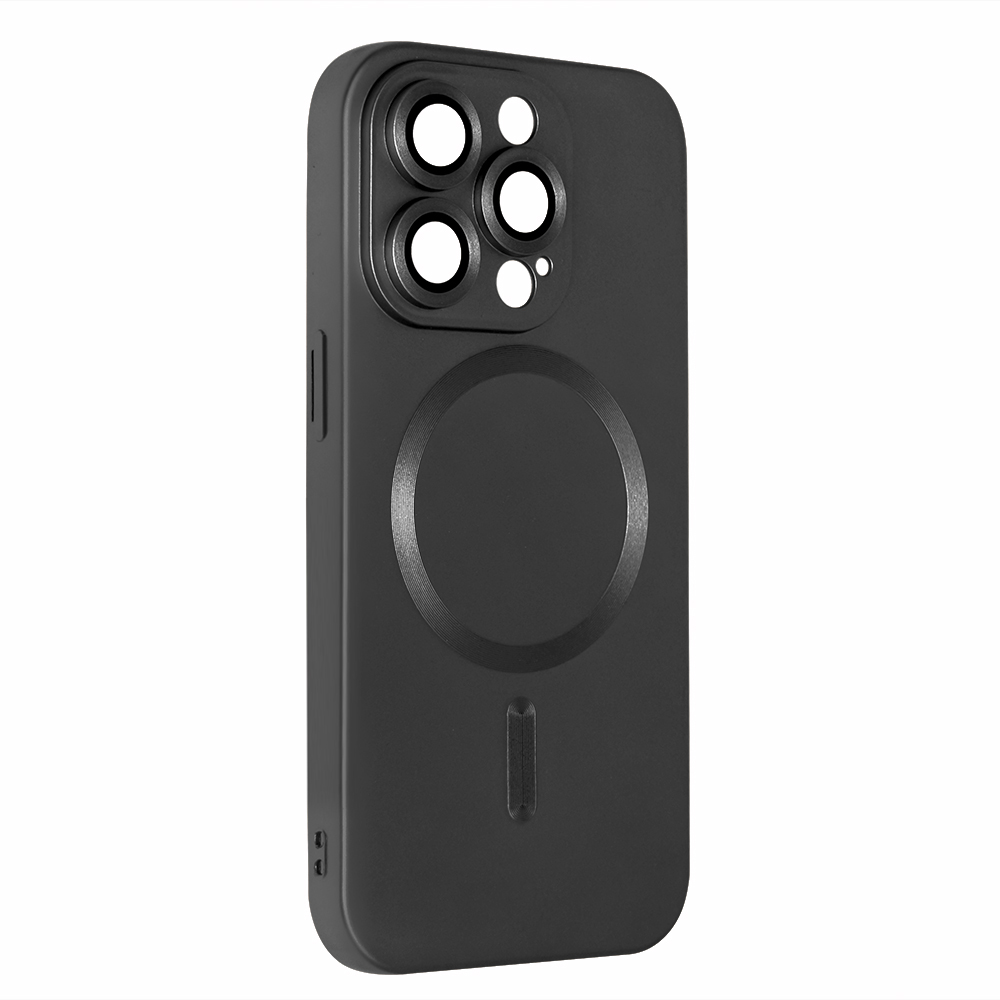 Силиконов калъф MagSF Full Color за iPhone 15 Pro Max, Черен