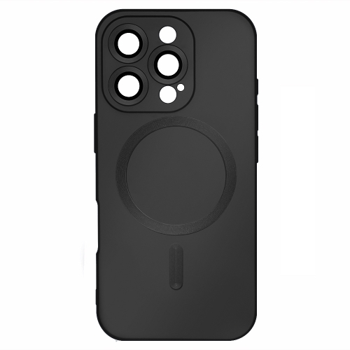 Силиконов калъф MagSF Full Color за iPhone 16 Pro Max, Черен