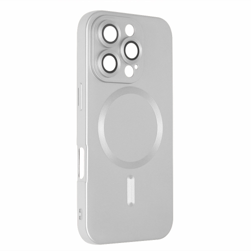 Силиконов калъф MagSF Full Color за iPhone 16 Pro Max, Сребрист