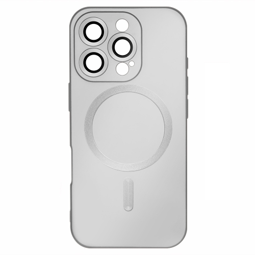 Силиконов калъф MagSF Full Color за iPhone 16 Pro Max, Сребрист