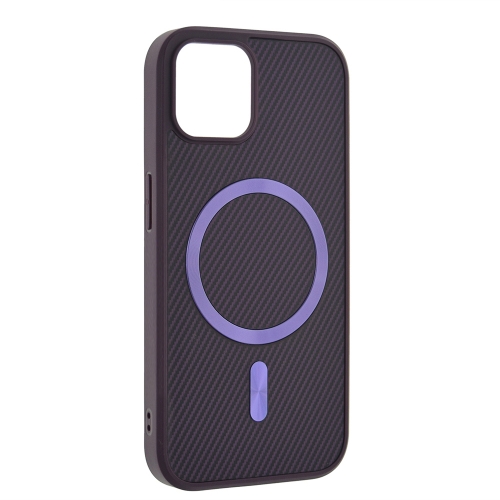 Удароустойчив калъф MagSF Carbon за iPhone 15, Лилав